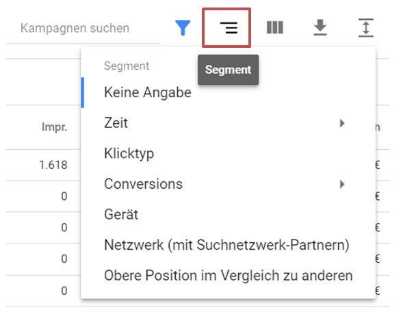 Segment-Funktion Google AdWords